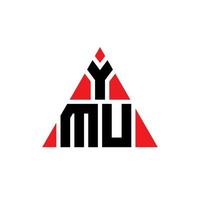 diseño de logotipo de letra triangular ymu con forma de triángulo. monograma de diseño del logotipo del triángulo ymu. plantilla de logotipo de vector de triángulo ymu con color rojo. logotipo triangular ymu logotipo simple, elegante y lujoso.