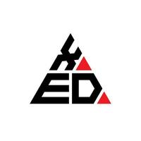 XED triangle letter logo design with triangle shape. XED triangle logo design monogram. XED triangle vector logo template with red color. XED triangular logo Simple, Elegant, and Luxurious Logo.