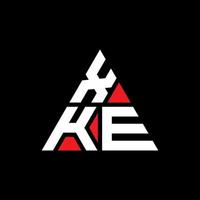 XKE triangle letter logo design with triangle shape. XKE triangle logo design monogram. XKE triangle vector logo template with red color. XKE triangular logo Simple, Elegant, and Luxurious Logo.