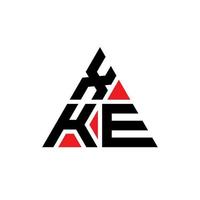 XKE triangle letter logo design with triangle shape. XKE triangle logo design monogram. XKE triangle vector logo template with red color. XKE triangular logo Simple, Elegant, and Luxurious Logo.