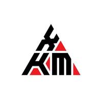 XKM triangle letter logo design with triangle shape. XKM triangle logo design monogram. XKM triangle vector logo template with red color. XKM triangular logo Simple, Elegant, and Luxurious Logo.