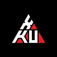 diseño de logotipo de letra triangular xku con forma de triángulo. monograma de diseño del logotipo del triángulo xku. plantilla de logotipo de vector de triángulo xku con color rojo. logotipo triangular xku logotipo simple, elegante y lujoso.