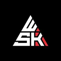 wsk diseño de logotipo de letra triangular con forma de triángulo. monograma de diseño de logotipo de triángulo wsk. plantilla de logotipo de vector de triángulo wsk con color rojo. logo triangular wsk logo simple, elegante y lujoso.