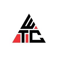 WTC triangle letter logo design with triangle shape. WTC triangle logo design monogram. WTC triangle vector logo template with red color. WTC triangular logo Simple, Elegant, and Luxurious Logo.