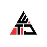diseño de logotipo de letra triangular wtj con forma de triángulo. monograma de diseño de logotipo de triángulo wtj. plantilla de logotipo de vector de triángulo wtj con color rojo. logo triangular wtj logo simple, elegante y lujoso.