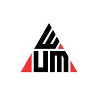 WUM triangle letter logo design with triangle shape. WUM triangle logo design monogram. WUM triangle vector logo template with red color. WUM triangular logo Simple, Elegant, and Luxurious Logo.