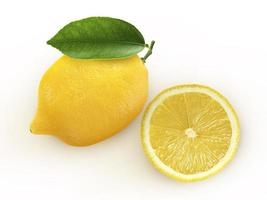 Fresh lemon fruit and sliced isolated on white background,Juicy lemon. photo