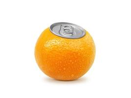 Fresh orange juice canned concept image on white background isolated photo