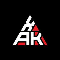 diseño de logotipo de letra de triángulo xak con forma de triángulo. monograma de diseño del logotipo del triángulo xak. plantilla de logotipo de vector de triángulo xak con color rojo. logotipo triangular xak logotipo simple, elegante y lujoso.