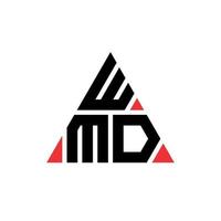 diseño de logotipo de letra triangular wmd con forma de triángulo. monograma de diseño de logotipo de triángulo wmd. plantilla de logotipo de vector de triángulo wmd con color rojo. logo triangular wmd logo simple, elegante y lujoso.