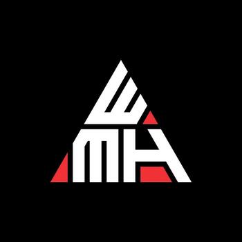 WMH triangle letter logo design with triangle shape. WMH triangle logo design monogram. WMH triangle vector logo template with red color. WMH triangular logo Simple, Elegant, and Luxurious Logo.