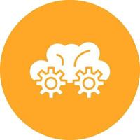 Cloud Settings Glyph Circle Background Icon vector