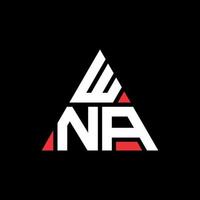 diseño de logotipo de letra triangular wna con forma de triángulo. monograma de diseño del logotipo del triángulo wna. plantilla de logotipo de vector de triángulo wna con color rojo. wna logo triangular logo simple, elegante y lujoso.