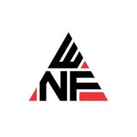 WNF triangle letter logo design with triangle shape. WNF triangle logo design monogram. WNF triangle vector logo template with red color. WNF triangular logo Simple, Elegant, and Luxurious Logo.