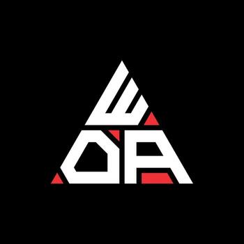 WOA triangle letter logo design with triangle shape. WOA triangle logo design monogram. WOA triangle vector logo template with red color. WOA triangular logo Simple, Elegant, and Luxurious Logo.