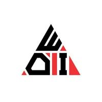 diseño de logotipo de letra triangular woi con forma de triángulo. monograma de diseño de logotipo de triángulo woi. plantilla de logotipo de vector de triángulo woi con color rojo. logo triangular woi logo simple, elegante y lujoso.