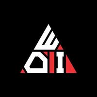 diseño de logotipo de letra triangular woi con forma de triángulo. monograma de diseño de logotipo de triángulo woi. plantilla de logotipo de vector de triángulo woi con color rojo. logo triangular woi logo simple, elegante y lujoso.