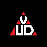 diseño de logotipo de letra de triángulo vud con forma de triángulo. monograma de diseño de logotipo de triángulo vud. plantilla de logotipo de vector de triángulo vud con color rojo. logotipo triangular vud logotipo simple, elegante y lujoso.