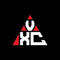 Diseño de logotipo de letra triangular vxc con forma de triángulo. monograma de diseño del logotipo del triángulo vxc. plantilla de logotipo de vector de triángulo vxc con color rojo. logotipo triangular vxc logotipo simple, elegante y lujoso.