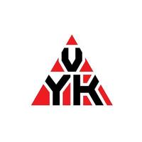 VYK triangle letter logo design with triangle shape. VYK triangle logo design monogram. VYK triangle vector logo template with red color. VYK triangular logo Simple, Elegant, and Luxurious Logo.