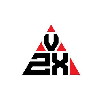 VZX triangle letter logo design with triangle shape. VZX triangle logo design monogram. VZX triangle vector logo template with red color. VZX triangular logo Simple, Elegant, and Luxurious Logo.