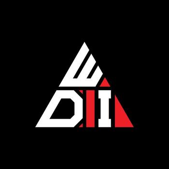 WDI triangle letter logo design with triangle shape. WDI triangle logo design monogram. WDI triangle vector logo template with red color. WDI triangular logo Simple, Elegant, and Luxurious Logo. WDI