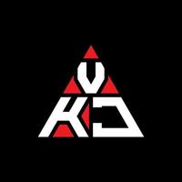Diseño de logotipo de letra triangular vkj con forma de triángulo. monograma de diseño de logotipo de triángulo vkj. plantilla de logotipo de vector de triángulo vkj con color rojo. logotipo triangular vkj logotipo simple, elegante y lujoso.