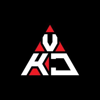 Diseño de logotipo de letra triangular vkj con forma de triángulo. monograma de diseño de logotipo de triángulo vkj. plantilla de logotipo de vector de triángulo vkj con color rojo. logotipo triangular vkj logotipo simple, elegante y lujoso.