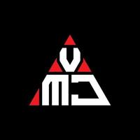 diseño de logotipo de letra triangular vmj con forma de triángulo. monograma de diseño del logotipo del triángulo vmj. plantilla de logotipo de vector de triángulo vmj con color rojo. logotipo triangular vmj logotipo simple, elegante y lujoso.