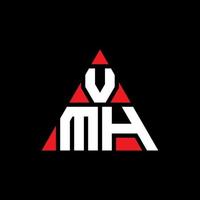 Diseño de logotipo de letra triangular vmh con forma de triángulo. monograma de diseño de logotipo de triángulo vmh. plantilla de logotipo de vector de triángulo vmh con color rojo. logotipo triangular vmh logotipo simple, elegante y lujoso.