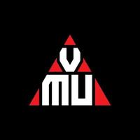 diseño de logotipo de letra triangular vmu con forma de triángulo. monograma de diseño de logotipo de triángulo vmu. plantilla de logotipo de vector de triángulo vmu con color rojo. logotipo triangular vmu logotipo simple, elegante y lujoso.