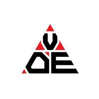 VOE triangle letter logo design with triangle shape. VOE triangle logo design monogram. VOE triangle vector logo template with red color. VOE triangular logo Simple, Elegant, and Luxurious Logo.