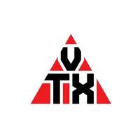 diseño de logotipo de letra triangular vtx con forma de triángulo. monograma de diseño de logotipo de triángulo vtx. plantilla de logotipo de vector de triángulo vtx con color rojo. logotipo triangular vtx logotipo simple, elegante y lujoso.