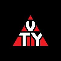 vty diseño de logotipo de letra triangular con forma de triángulo. monograma de diseño de logotipo de triángulo vty. plantilla de logotipo de vector de triángulo vty con color rojo. logotipo triangular vty logotipo simple, elegante y lujoso.