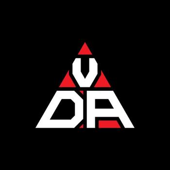 VDA triangle letter logo design with triangle shape. VDA triangle logo design monogram. VDA triangle vector logo template with red color. VDA triangular logo Simple, Elegant, and Luxurious Logo.