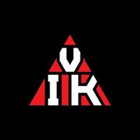 VIK triangle letter logo design with triangle shape. VIK triangle logo design monogram. VIK triangle vector logo template with red color. VIK triangular logo Simple, Elegant, and Luxurious Logo.