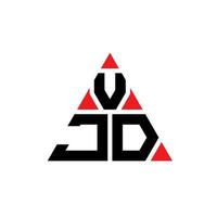 VJD triangle letter logo design with triangle shape. VJD triangle logo design monogram. VJD triangle vector logo template with red color. VJD triangular logo Simple, Elegant, and Luxurious Logo.