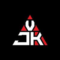 Diseño de logotipo de letra triangular vjk con forma de triángulo. monograma de diseño del logotipo del triángulo vjk. plantilla de logotipo de vector de triángulo vjk con color rojo. logotipo triangular vjk logotipo simple, elegante y lujoso.