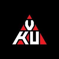 Diseño de logotipo de letra triangular vku con forma de triángulo. monograma de diseño de logotipo de triángulo vku. plantilla de logotipo de vector de triángulo vku con color rojo. logotipo triangular vku logotipo simple, elegante y lujoso.