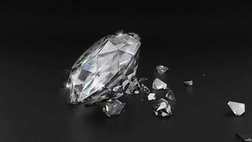 3d render, Sparkling diamond broken photo