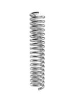 Silver color coil spring isolated over white background. 3D render photo