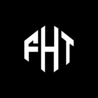 FHT letter logo design with polygon shape. FHT polygon and cube shape logo design. FHT hexagon vector logo template white and black colors. FHT monogram, business and real estate logo.