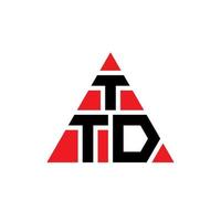 TTD triangle letter logo design with triangle shape. TTD triangle logo design monogram. TTD triangle vector logo template with red color. TTD triangular logo Simple, Elegant, and Luxurious Logo.