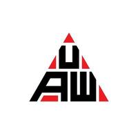 UAW triangle letter logo design with triangle shape. UAW triangle logo design monogram. UAW triangle vector logo template with red color. UAW triangular logo Simple, Elegant, and Luxurious Logo.