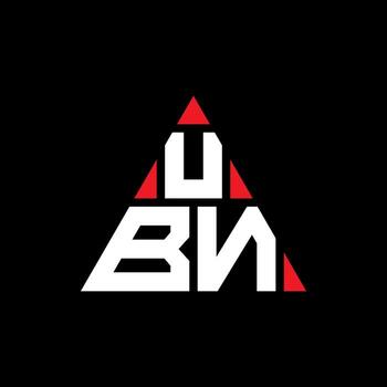 UBN triangle letter logo design with triangle shape. UBN triangle logo design monogram. UBN triangle vector logo template with red color. UBN triangular logo Simple, Elegant, and Luxurious Logo.