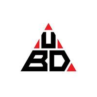 diseño de logotipo de letra de triángulo ubd con forma de triángulo. monograma de diseño del logotipo del triángulo ubd. plantilla de logotipo de vector de triángulo ubd con color rojo. logo triangular ubd logo simple, elegante y lujoso.