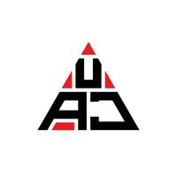 UAJ triangle letter logo design with triangle shape. UAJ triangle logo design monogram. UAJ triangle vector logo template with red color. UAJ triangular logo Simple, Elegant, and Luxurious Logo.