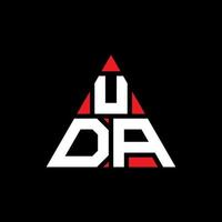 UDA triangle letter logo design with triangle shape. UDA triangle logo design monogram. UDA triangle vector logo template with red color. UDA triangular logo Simple, Elegant, and Luxurious Logo.