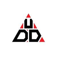 UDD triangle letter logo design with triangle shape. UDD triangle logo design monogram. UDD triangle vector logo template with red color. UDD triangular logo Simple, Elegant, and Luxurious Logo.