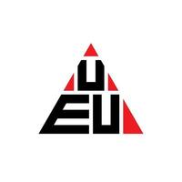 UEU triangle letter logo design with triangle shape. UEU triangle logo design monogram. UEU triangle vector logo template with red color. UEU triangular logo Simple, Elegant, and Luxurious Logo.